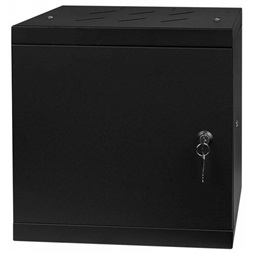 Stalflex RC10-6U-300MB 10" 6U 300 mm mély lapraszerelt fekete fém ajtós fali rack szekrény (Újszerű)