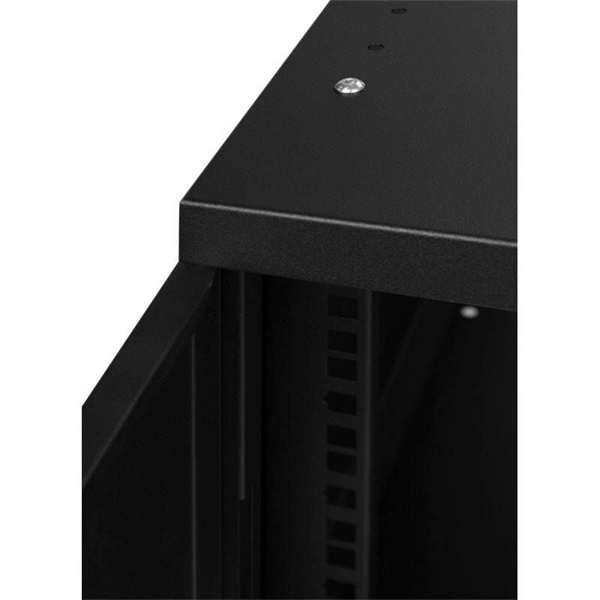 Stalflex RC10-6U-300MB 10" 6U 300 mm mély lapraszerelt fekete fém ajtós fali rack szekrény (Újszerű)