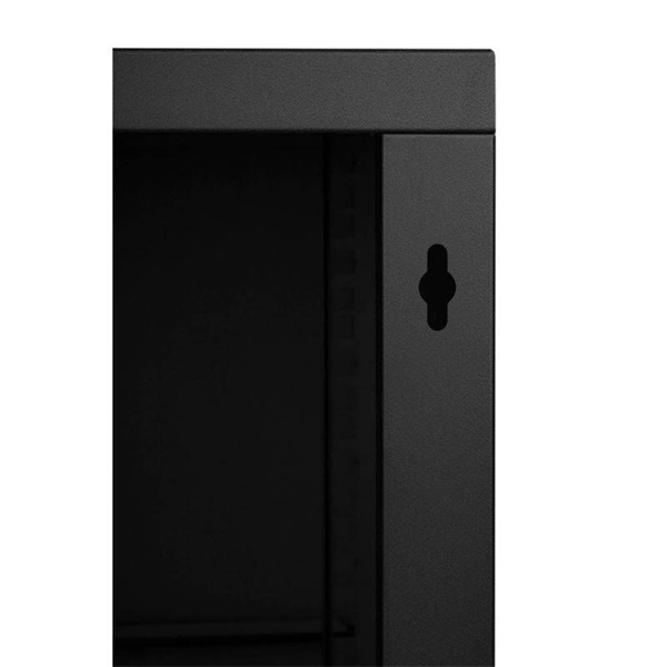 Stalflex RC10-6U-300MB 10" 6U 300 mm mély lapraszerelt fekete fém ajtós fali rack szekrény (Újszerű)