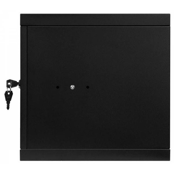 Stalflex RC10-6U-300MB 10" 6U 300 mm mély lapraszerelt fekete fém ajtós fali rack szekrény (Újszerű)