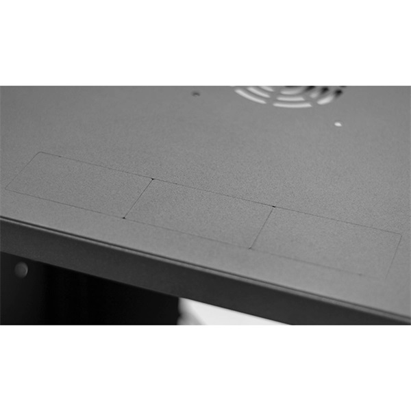 Stalflex RC19-12U-450GB 19" 12U 450 mm mély lapraszerelt fekete üveg ajtós fali rack szekrény