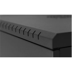 Stalflex RC19-12U-450GB 19" 12U 450 mm mély lapraszerelt fekete üveg ajtós fali rack szekrény