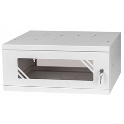 Stalflex RC19-4U-350GG 19" 4U 350 mm mély lapraszerelt szürke üveg ajtós fali rack szekrény