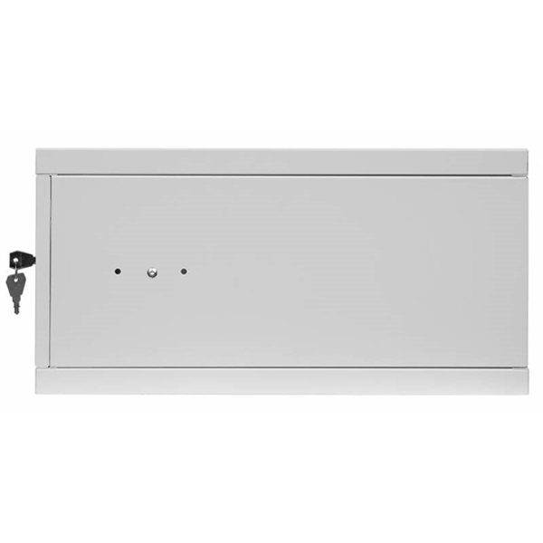 Stalflex RC19-4U-450MG 19" 4U 450 mm mély lapraszerelt szürke fém ajtós fali rack szekrény