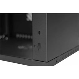 Stalflex RC19-9U-450GBP Pro 19" 9U 450 mm mély lapraszerelt fekete üveg ajtós fali rack szekrény