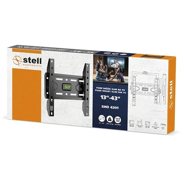 Stell SHO 4201 SLIM 13"-43" VESA 200x200 fix fekete TV-tartó konzol