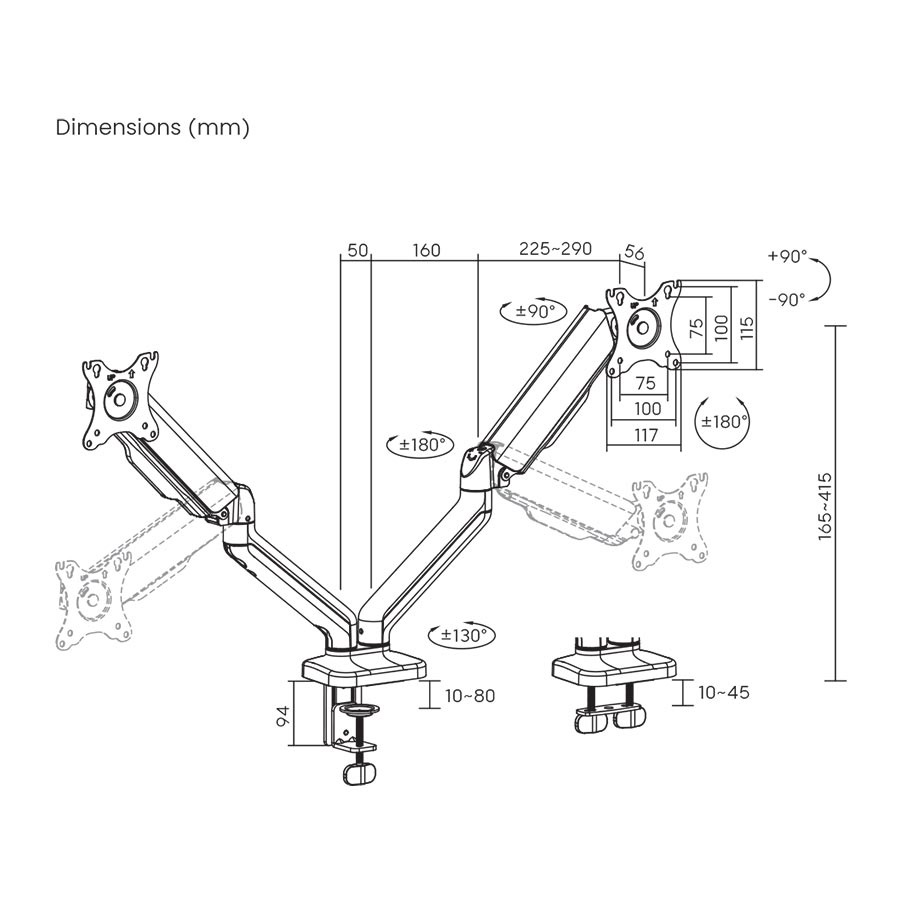 Stell SOS 2121 17"-32" kétkaros asztali monitor tartó konzol