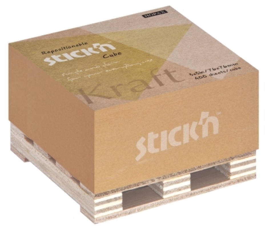 Stick`N KraftCube 76x76 mm 400 lap barna öntapadó natúr újrahasznosított jegyzettömb