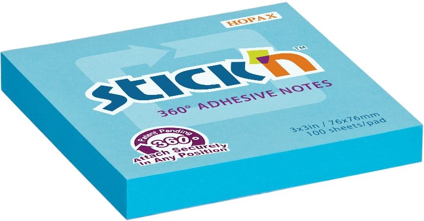 Stick`N 360° 76x76 mm 100 lap kék öntapadó jegyzettömb