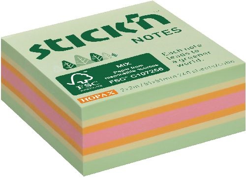 Stick`N 51x51 mm 240 lap az erdő színei pasztell mix öntapadó kockatömb