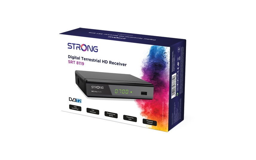 Strong SRT8119 HD DVB-T2 HEVC/H2.265 digitális földfelszíni TV-vevőkészülék