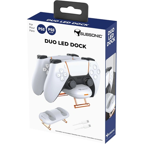 Subsonic SA5632 PS5 Duo LED fehér kontroller töltőállomás