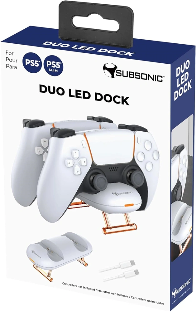 Subsonic SA5632 PS5 Duo LED fehér kontroller töltőállomás