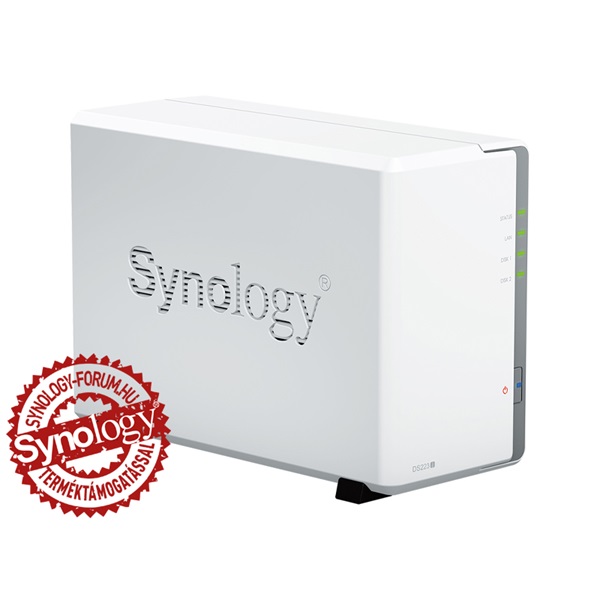 Synology DiskStation DS223j 2-lemezes 4×1,7 GHz CPU 1GB RAM NAS + regisztrációs kártya