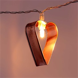 Szív alakú fém/4m/meleg fehér/20db LED-es/3xAA fényfüzér, fénydekoráció