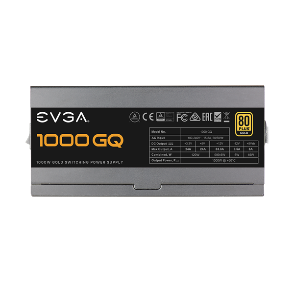 TÁP EVGA 1000 GQ, 80+ GOLD 1000W, Semi Modular