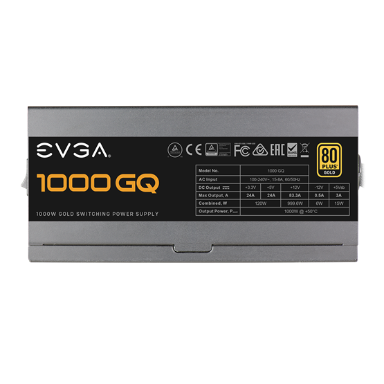 TÁP EVGA 1000 GQ, 80+ GOLD 1000W, Semi Modular