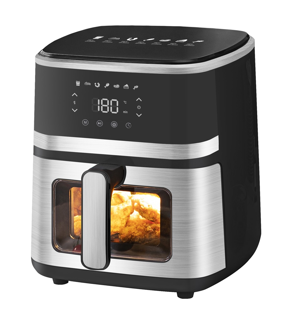 TOO AF-500-S-1400 W ezüst 5 L forrólevegős sütő (air fryer/airfryer) digitális vezérléssel, betekintő ablakkal