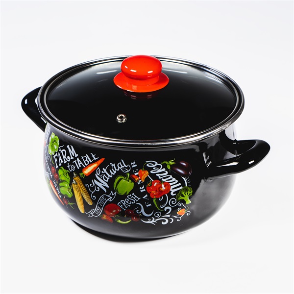 TOO BELLY FARM BLACK 4,8 literes, 22cm átmérő, 14cm magasságú lábas (fazék) üveg fedővel