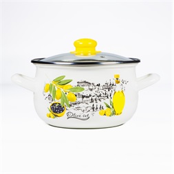 TOO BELLY OLIVE 2,8 literes, 18cm átmérő, 12cm magasságú lábas (fazék) üveg fedővel