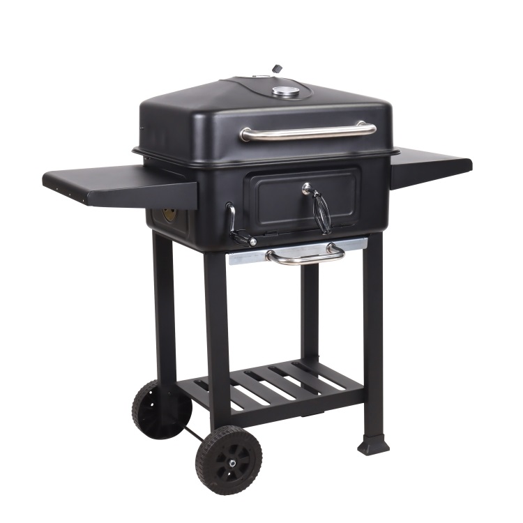 TOO BG-200B fekete BBQ faszenes grillkocsi két oldalsó asztallal