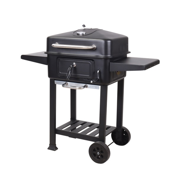 TOO BG-200B fekete BBQ faszenes grillkocsi két oldalsó asztallal