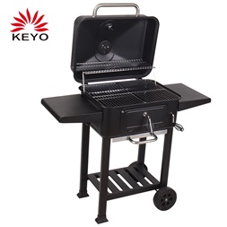 TOO BG-200B fekete BBQ faszenes grillkocsi két oldalsó asztallal