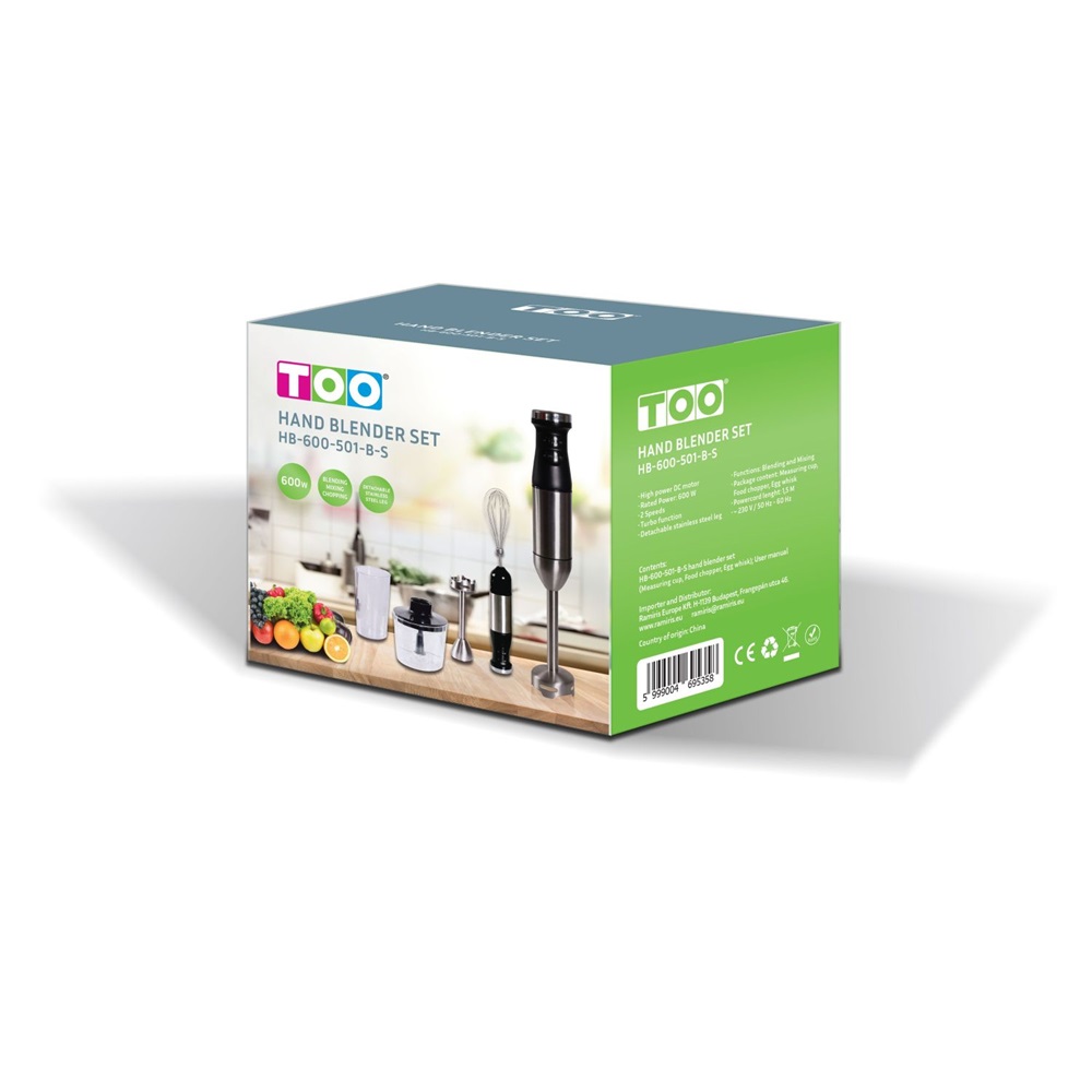 TOO HB-600-501 3in1 fekete-inox botmixer (Újszerű)