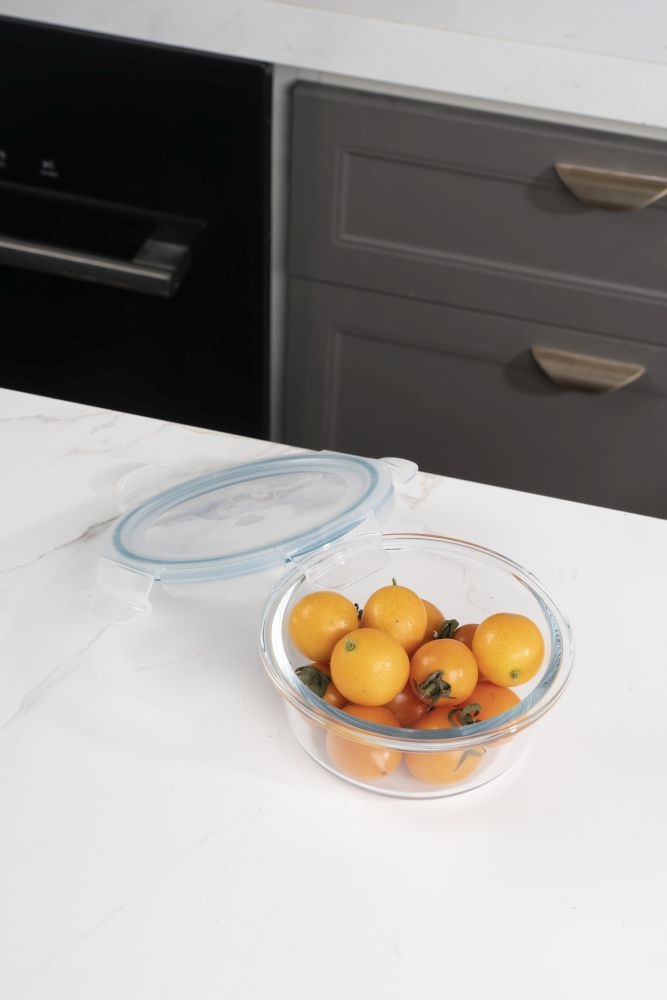TOO KT-88 üveg 400 ml-es hőálló kerek ételtároló csatolható műanyag tetővel