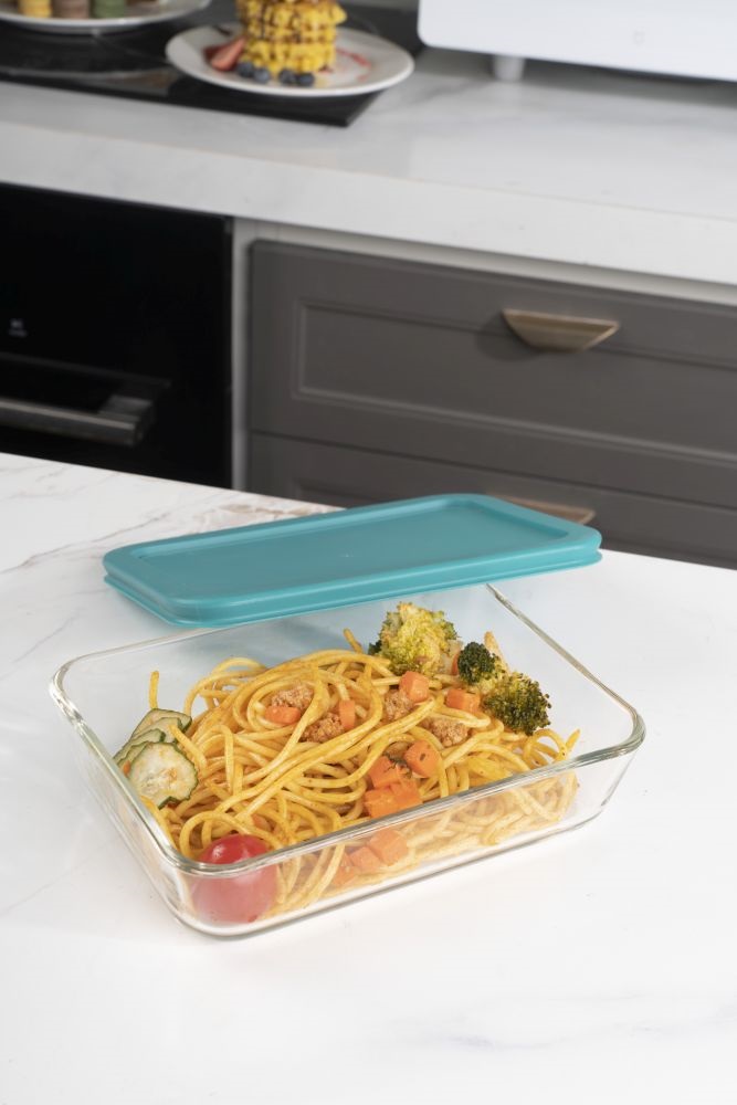 TOO KT-94 üveg 700 ml-es hőálló téglalap alakú ételtároló műanyag tetővel