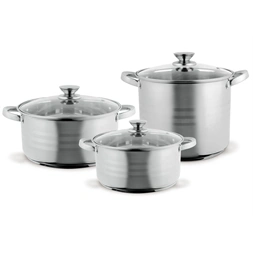 TOO LP-7170 prémium rozsdamentes 6 darabos edénykészlet, 7,2 liter+10 liter+13,3 liter fazék/lábas+fedők