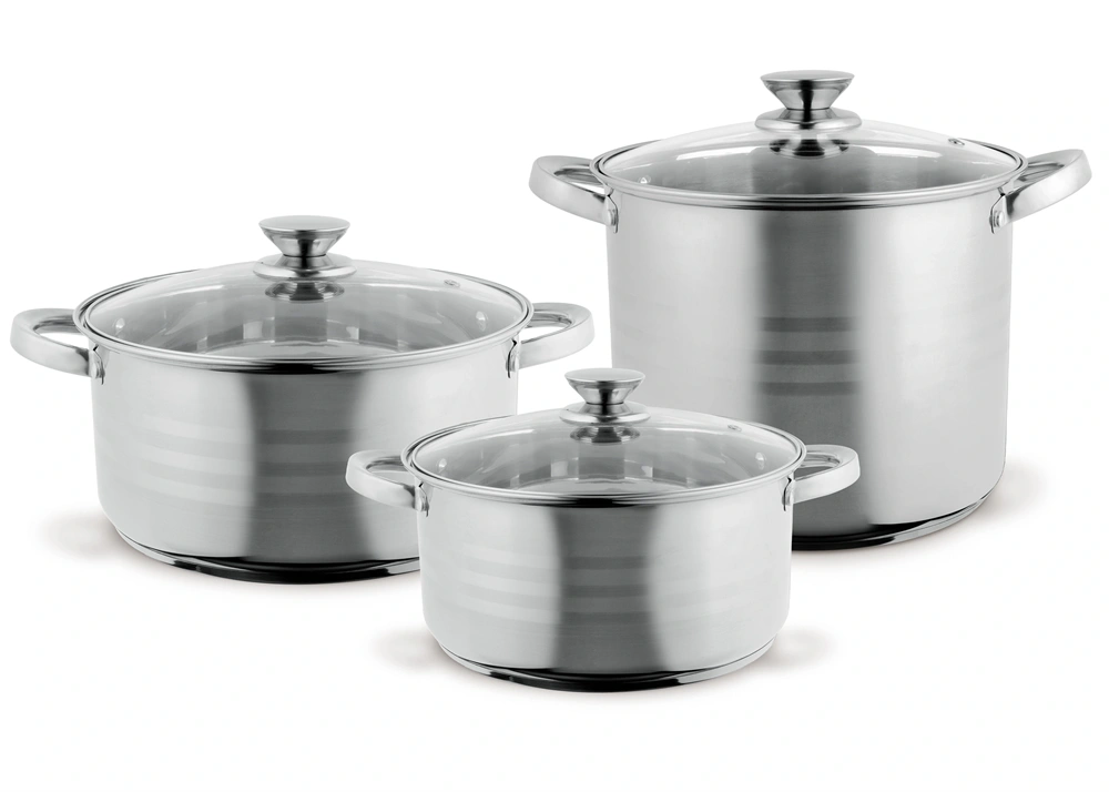 TOO LP-7170 prémium rozsdamentes 6 darabos edénykészlet, 7,2 liter+10 liter+13,3 liter fazék/lábas+fedők