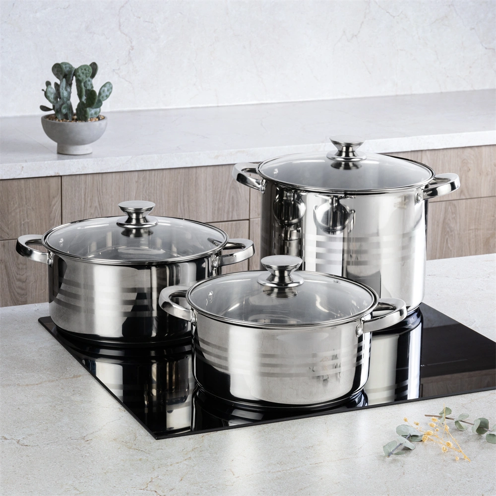 TOO LP-7170 prémium rozsdamentes 6 darabos edénykészlet, 7,2 liter+10 liter+13,3 liter fazék/lábas+fedők