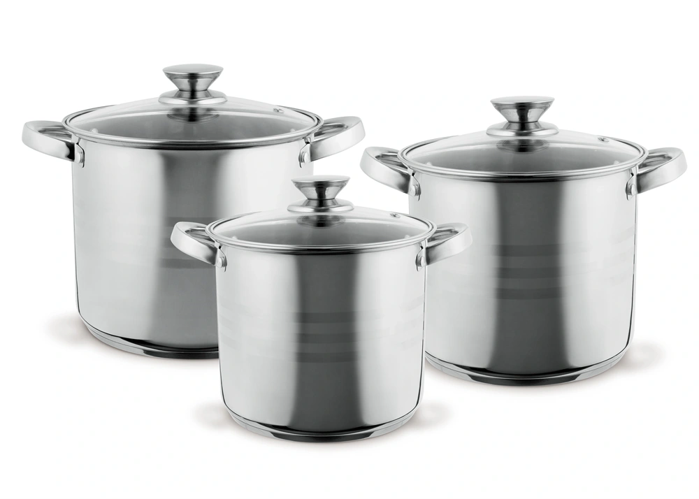 TOO LP-7171 prémium rozsdamentes 6 darabos edénykészlet, 4,3 liter+5,6 liter+7,2 liter fazék/lábas+fedők