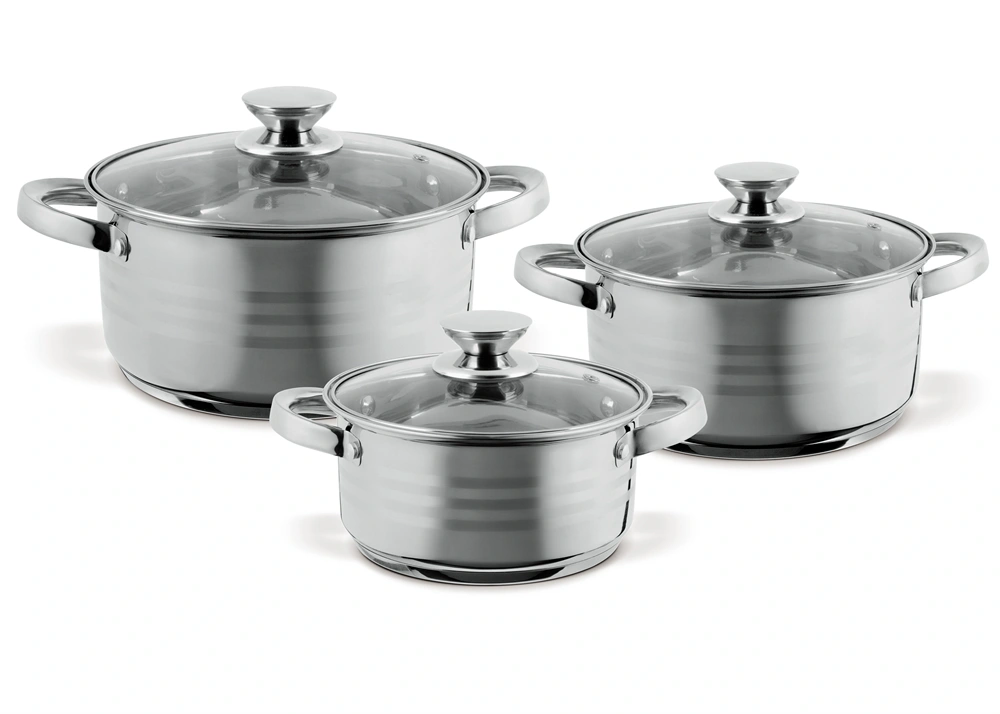 TOO LP-7172 prémium rozsdamentes 6 darabos edénykészlet, 2,3 liter+4,2 liter+5,8 liter fazék/lábas+fedők