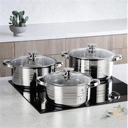 TOO LP-7172 prémium rozsdamentes 6 darabos edénykészlet, 2,3 liter+4,2 liter+5,8 liter fazék/lábas+fedők