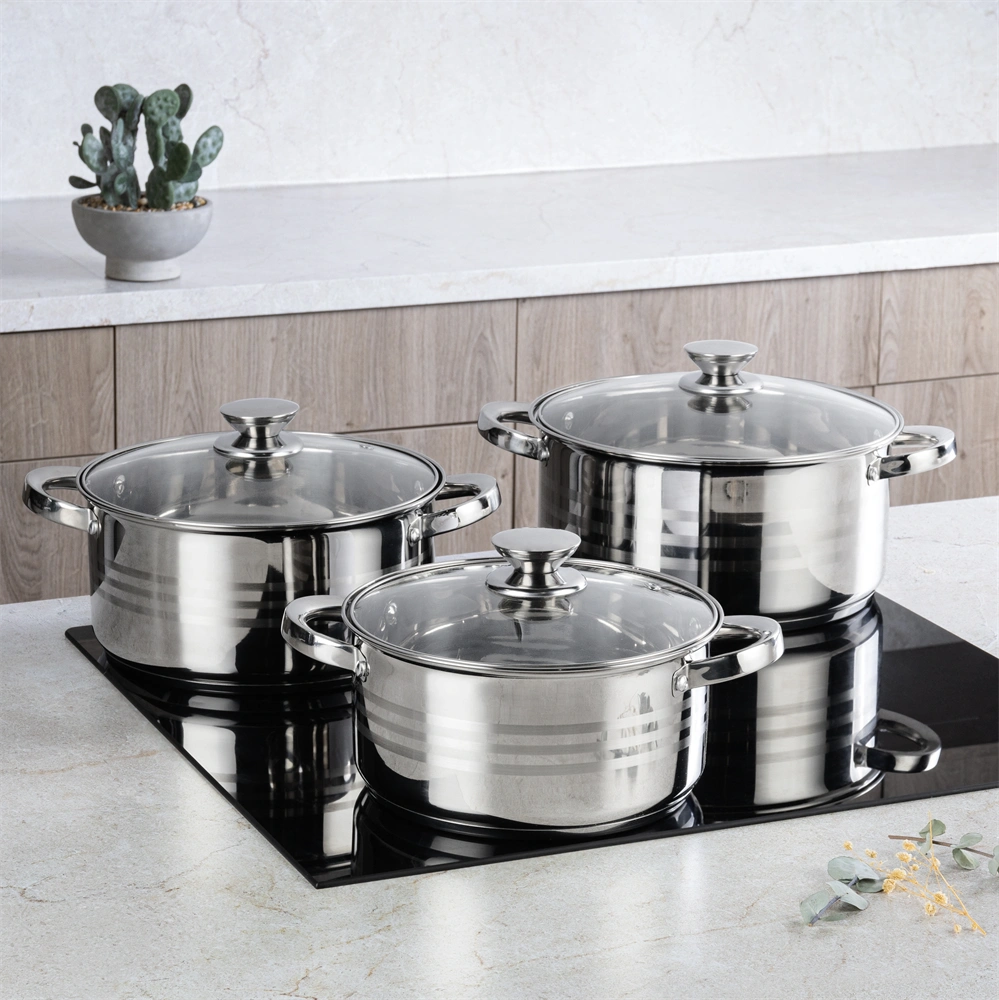 TOO LP-7172 prémium rozsdamentes 6 darabos edénykészlet, 2,3 liter+4,2 liter+5,8 liter fazék/lábas+fedők