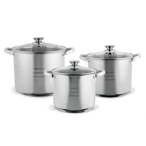 TOO LP-7173 prémium rozsdamentes 6 darabos edénykészlet, 9 liter+11,1 liter+17,5 liter fazék/lábas+fedők