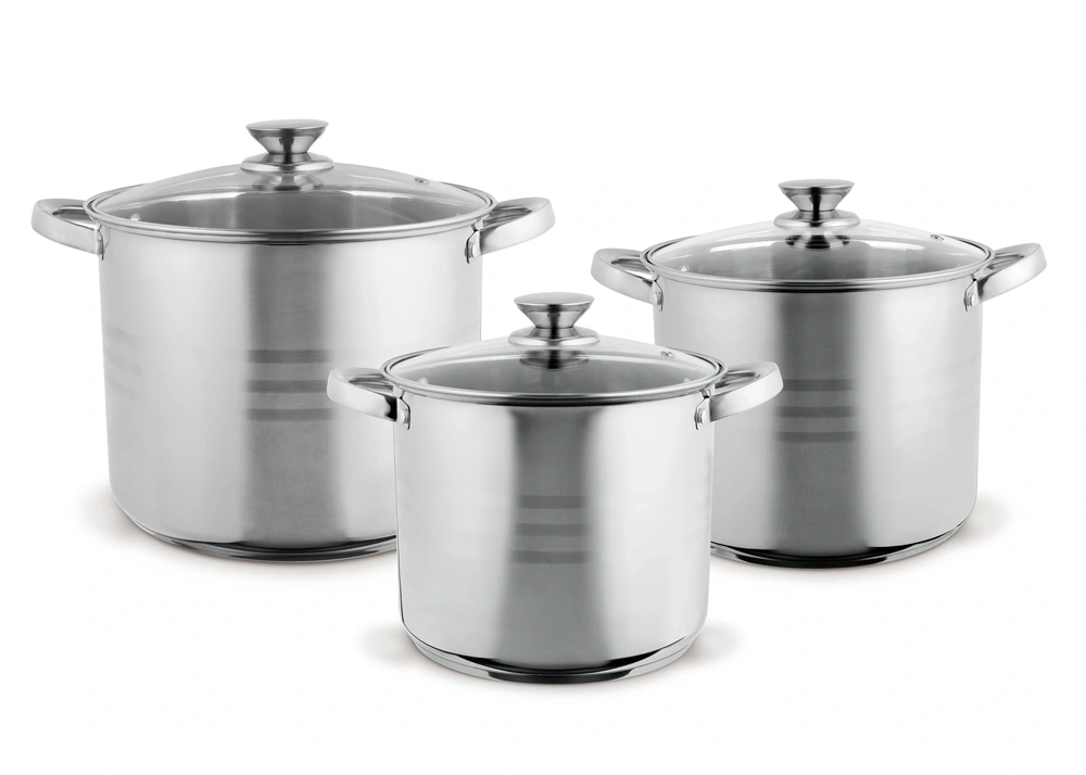 TOO LP-7173 prémium rozsdamentes 6 darabos edénykészlet, 9 liter+11,1 liter+17,5 liter fazék/lábas+fedők