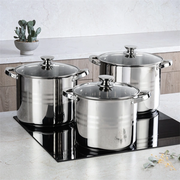 TOO LP-7173 prémium rozsdamentes 6 darabos edénykészlet, 9 liter+11,1 liter+17,5 liter fazék/lábas+fedők