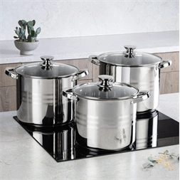 TOO LP-7173 prémium rozsdamentes 6 darabos edénykészlet, 9 liter+11,1 liter+17,5 liter fazék/lábas+fedők