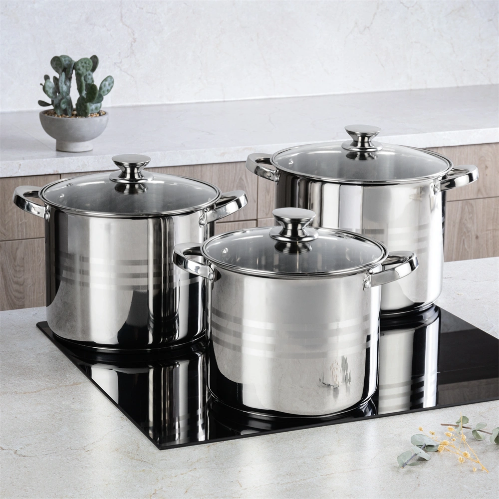 TOO LP-7173 prémium rozsdamentes 6 darabos edénykészlet, 9 liter+11,1 liter+17,5 liter fazék/lábas+fedők