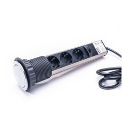 TOO PPS-301-3C IP20, 3x 2P+F, króm asztalba süllyeszthető elosztó (Újszerű)