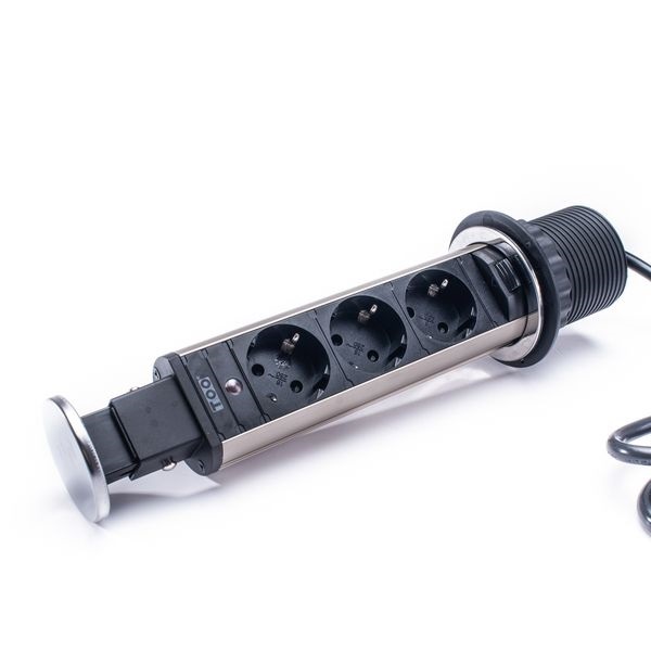 TOO PPS-301-3C IP20, 3x 2P+F, króm asztalba süllyeszthető elosztó (Újszerű)