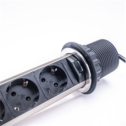 TOO PPS-301-3C IP20, 3x 2P+F, króm asztalba süllyeszthető elosztó (Újszerű)