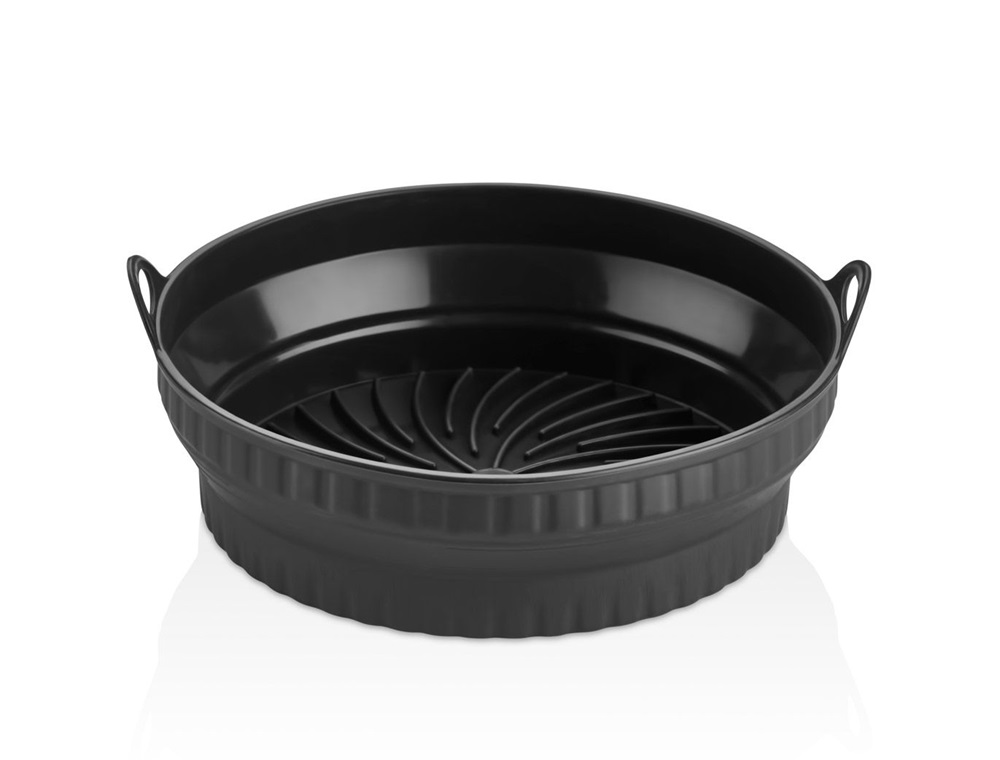 TOO összecsukható kerek szilikon forma forrólevegős sütőhöz (air fryer) 21cm átmérő, szürke, fekete vagy piros SL-3252