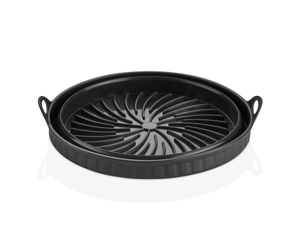 TOO összecsukható kerek szilikon forma forrólevegős sütőhöz (air fryer) 21cm átmérő, szürke, fekete vagy piros SL-3252