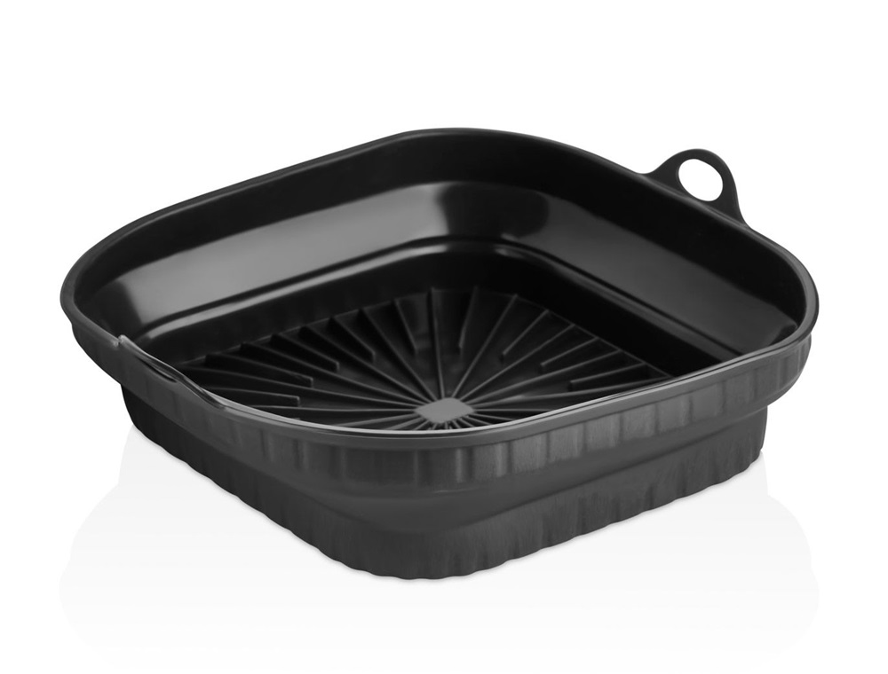 TOO összecsukható négyzetes szilikon forma forrólevegős sütőhöz (air fryer) 21cm*21cm, szürke, fekete vagy piros SL-3251