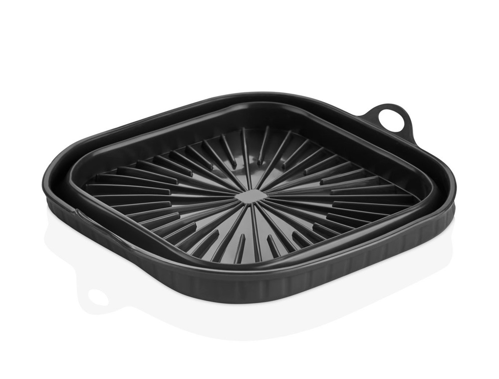 TOO összecsukható négyzetes szilikon forma forrólevegős sütőhöz (air fryer) 21cm*21cm, szürke, fekete vagy piros SL-3251