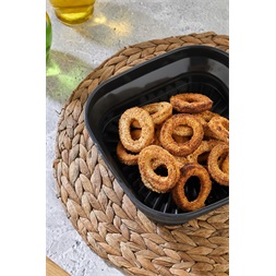 TOO összecsukható négyzetes szilikon forma forrólevegős sütőhöz (air fryer) 21cm*21cm, szürke, fekete vagy piros SL-3251